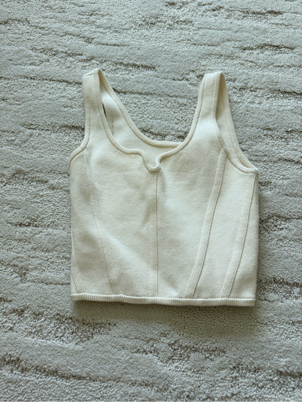 aerie Cream Sculpted Seam Knit Crop Tank